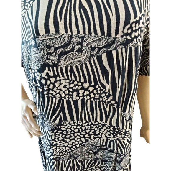 HBS Collection Plus Size 20W Zebra & Paisley Print Dress Shoulder Pads Back Slit - Picture 4 of 10